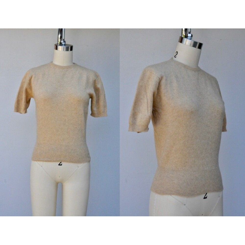 50s Cashmere Beige Sweater - Pullover Sweater Rockabilly Pinup Sweater XS  S